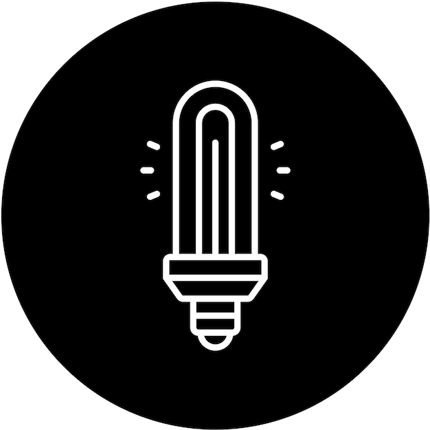 Diseño vectorial del estilo del icono de la bombilla tubular Cfl