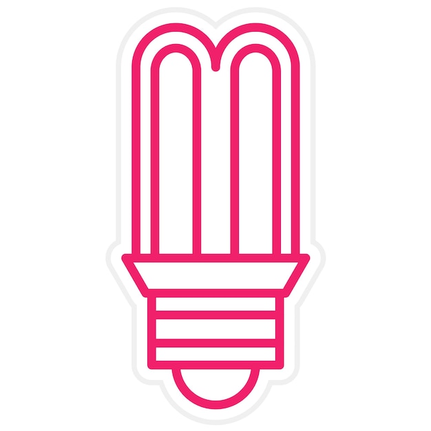 Diseño vectorial del estilo del icono de la bombilla tubular Cfl