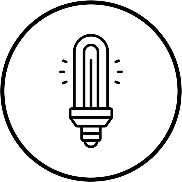 Diseño vectorial del estilo del icono de la bombilla tubular Cfl
