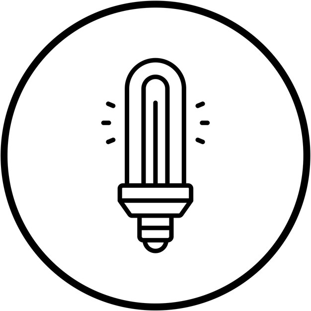 Diseño vectorial del estilo del icono de la bombilla tubular cfl