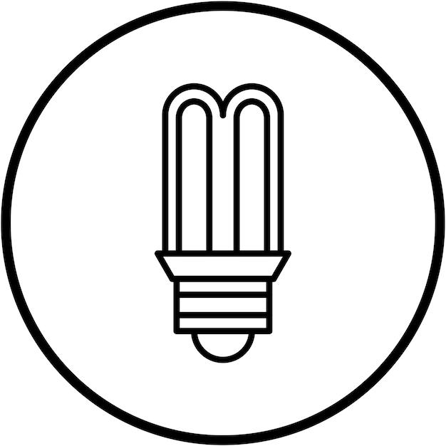 Diseño vectorial del estilo del icono de la bombilla tubular cfl