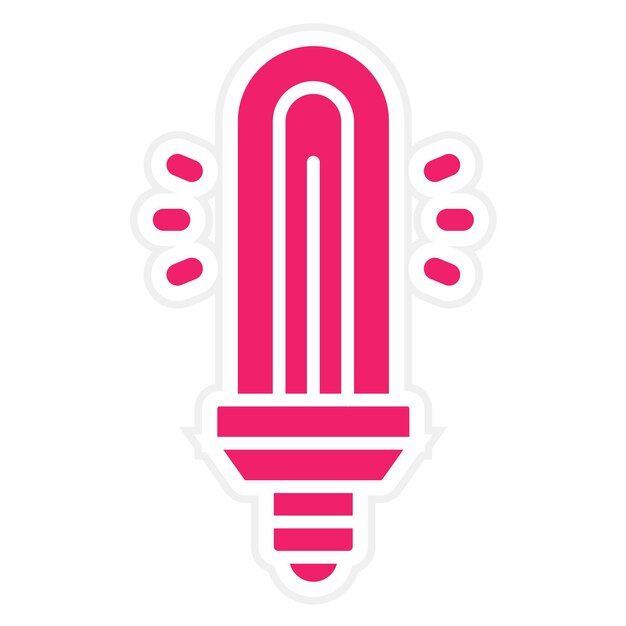 Diseño vectorial del estilo del icono de la bombilla tubular Cfl