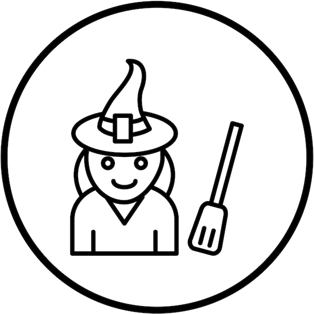 Diseño vectorial del estilo del icono de la bruja