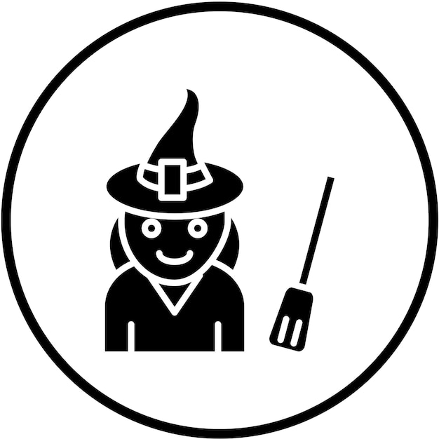 Diseño vectorial del estilo del icono de la bruja