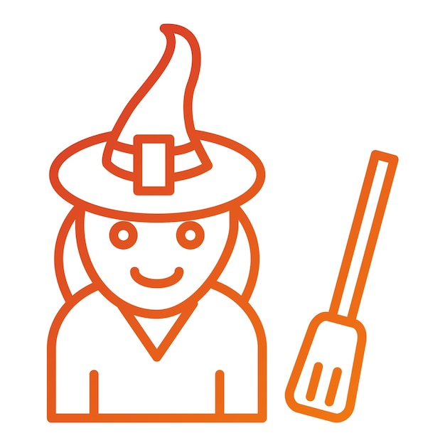 Diseño vectorial del estilo del icono de la bruja