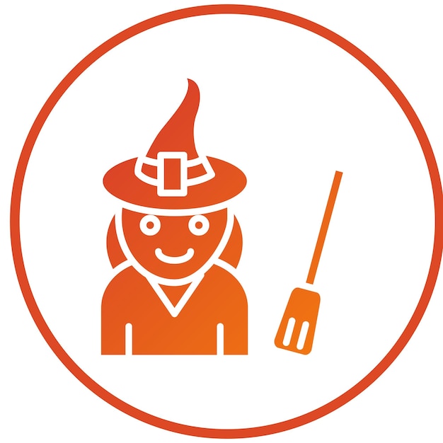 Diseño vectorial del estilo del icono de la bruja