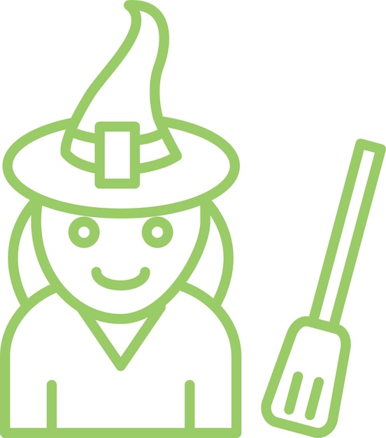 Diseño vectorial del estilo del icono de la bruja