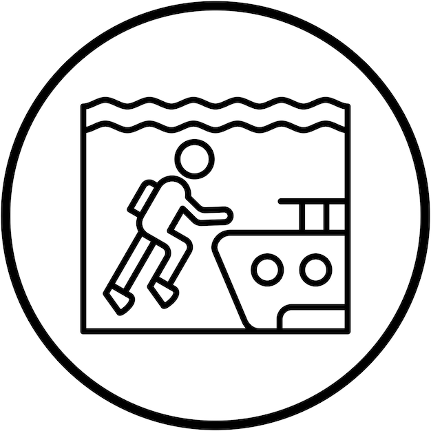 Vector diseño vectorial de estilo de icono de buceo de naufragio