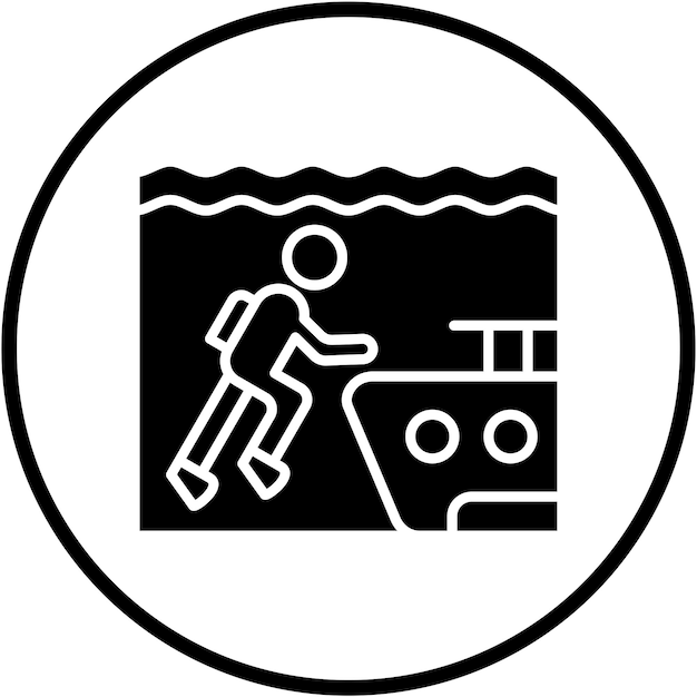 Diseño vectorial de estilo de icono de buceo de naufragio