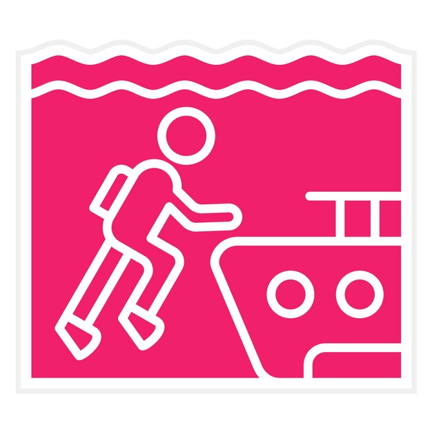 Diseño vectorial de estilo de icono de buceo de naufragio