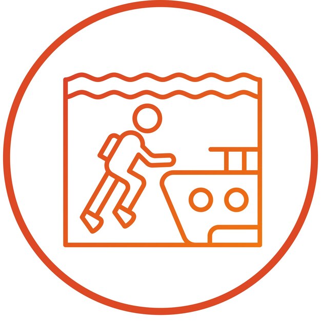 Diseño vectorial de estilo de icono de buceo de naufragio
