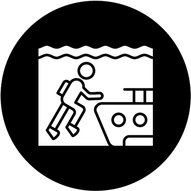 Diseño vectorial de estilo de icono de buceo de naufragio