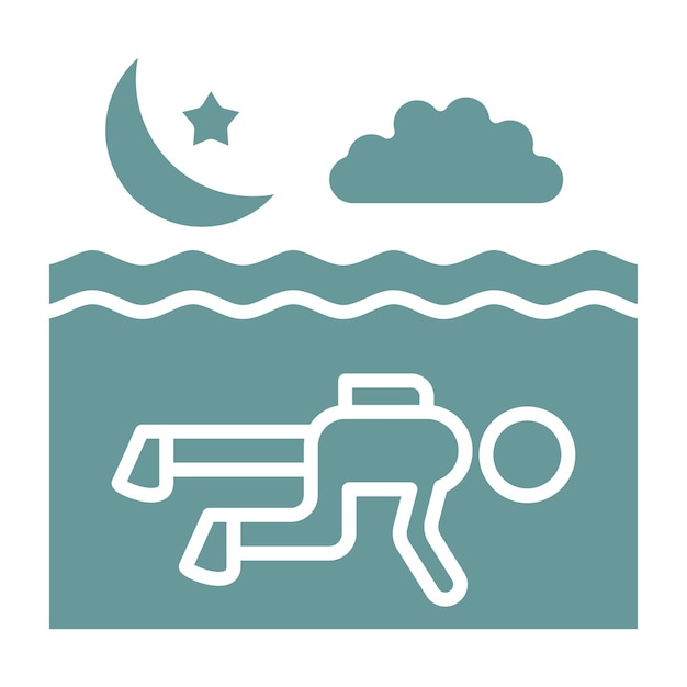 Diseño vectorial de estilo de icono de buceo nocturno