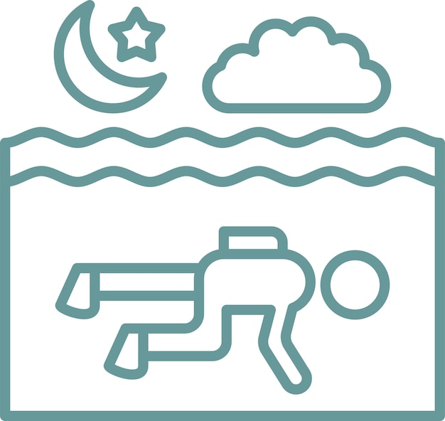 Diseño vectorial de estilo de icono de buceo nocturno