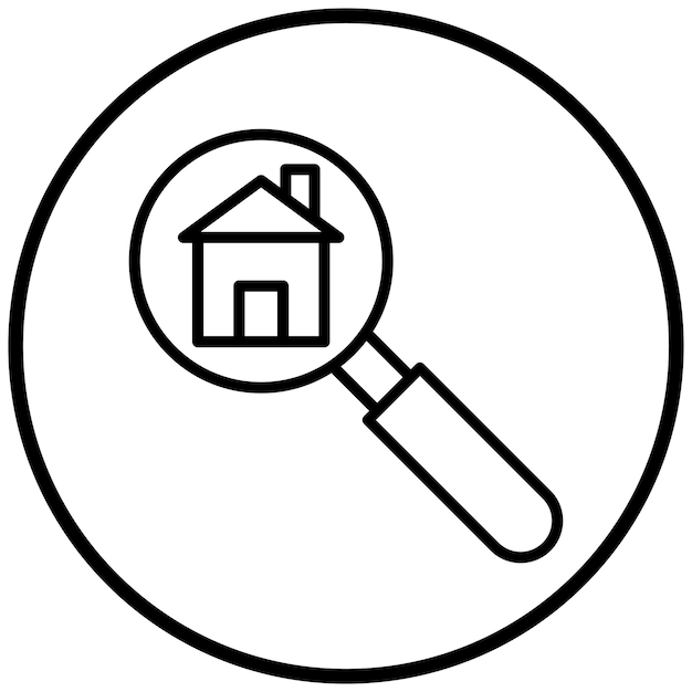Diseño vectorial Estilo del icono de búsqueda de la casa