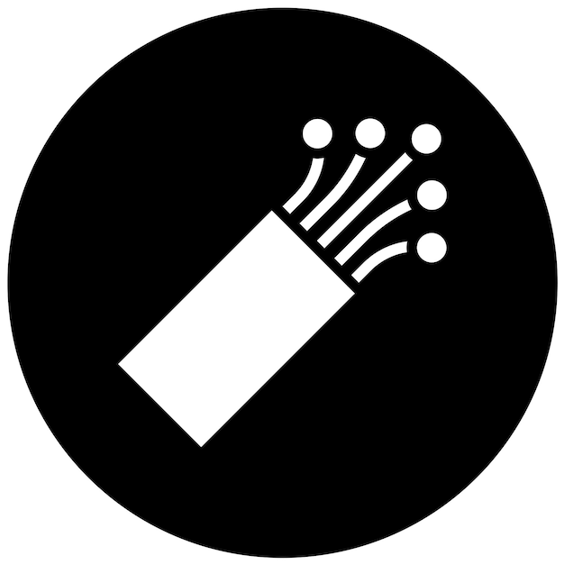 Diseño vectorial del estilo del icono del cable de fibra óptica