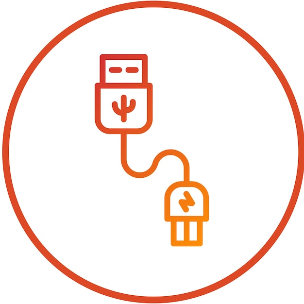 Diseño vectorial del estilo del icono del cable USB