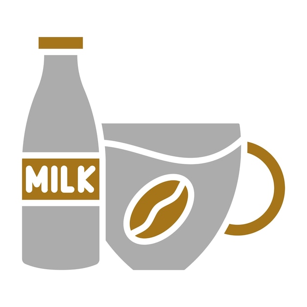 Diseño vectorial de estilo de icono de café y leche