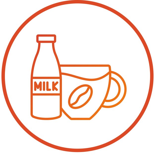 Diseño vectorial de estilo de icono de café y leche