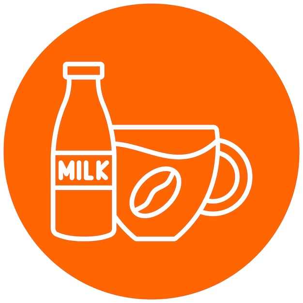 Diseño vectorial de estilo de icono de café y leche