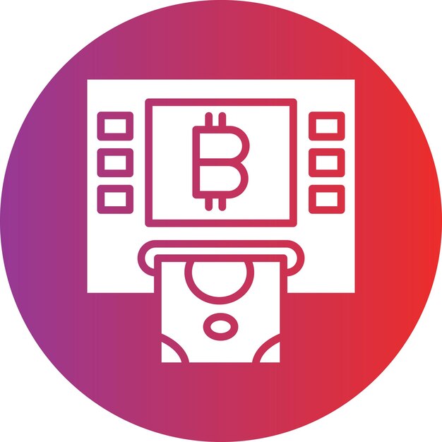 Diseño vectorial Estilo del icono del cajero automático de criptomonedas