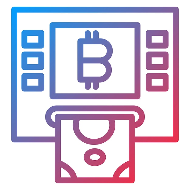 Diseño vectorial Estilo del icono del cajero automático de criptomonedas