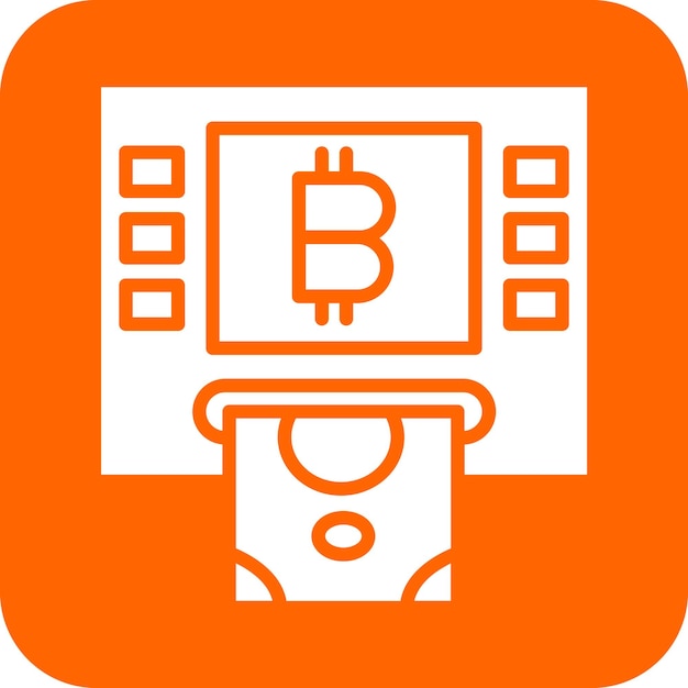 Diseño vectorial Estilo del icono del cajero automático de criptomonedas