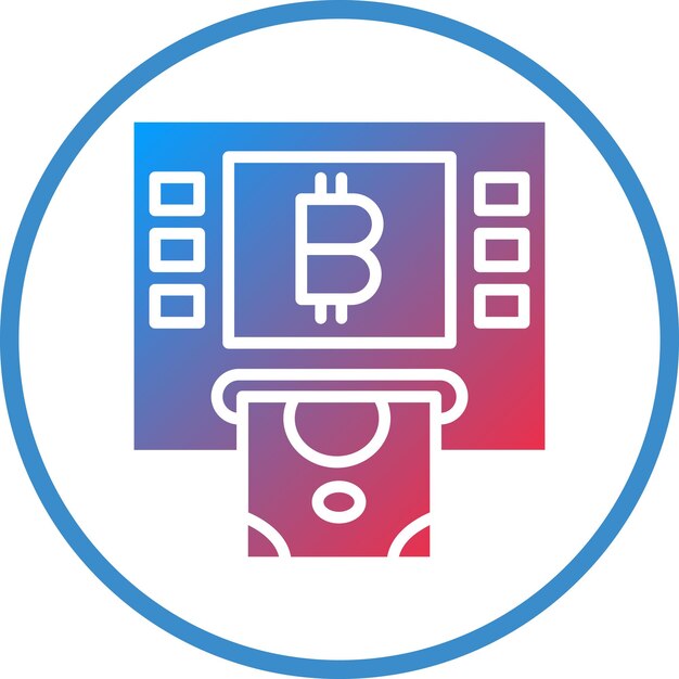 Diseño vectorial Estilo del icono del cajero automático de criptomonedas