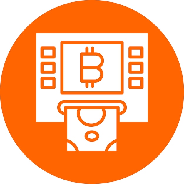 Diseño vectorial Estilo del icono del cajero automático de criptomonedas