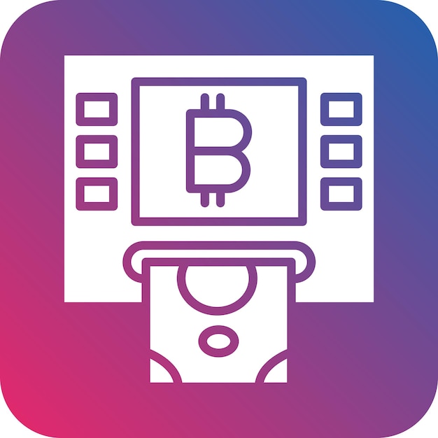 Diseño vectorial Estilo del icono del cajero automático de criptomonedas