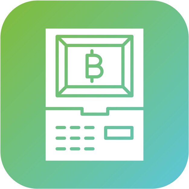 Diseño vectorial Estilo del icono del cajero automático de criptomonedas