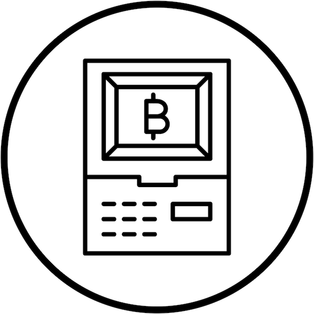 Diseño vectorial Estilo del icono del cajero automático de criptomonedas