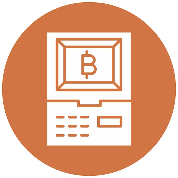 Diseño vectorial Estilo del icono del cajero automático de criptomonedas