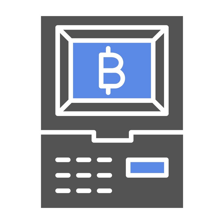 Vector diseño vectorial estilo del icono del cajero automático de criptomonedas