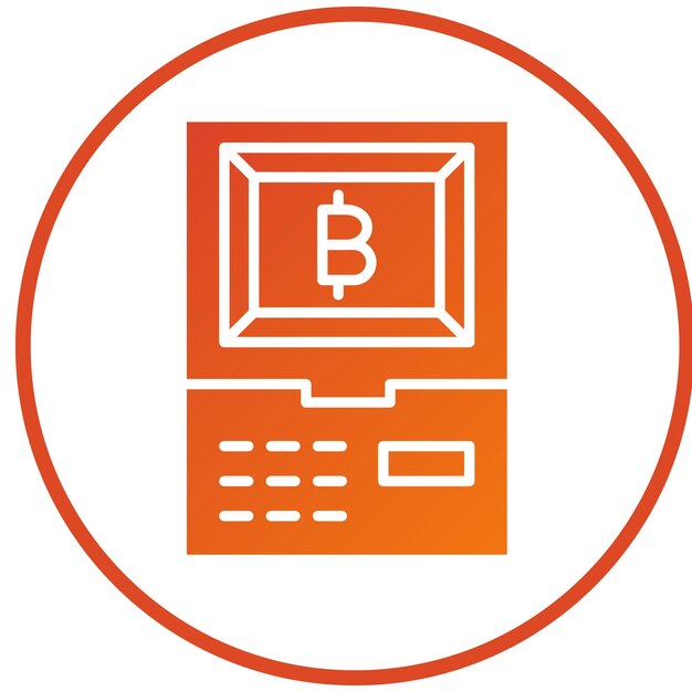 Diseño vectorial Estilo del icono del cajero automático de criptomonedas
