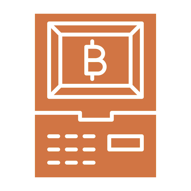 Diseño vectorial Estilo del icono del cajero automático de criptomonedas