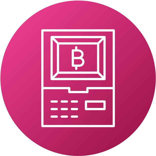 Diseño vectorial Estilo del icono del cajero automático de criptomonedas