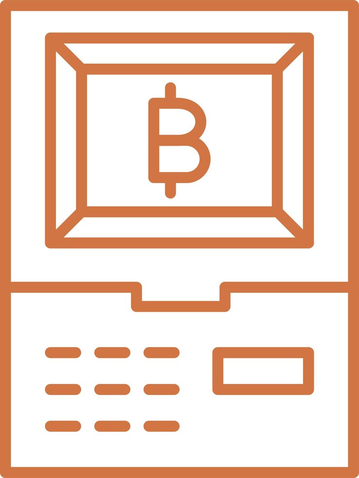 Vector diseño vectorial estilo del icono del cajero automático de criptomonedas