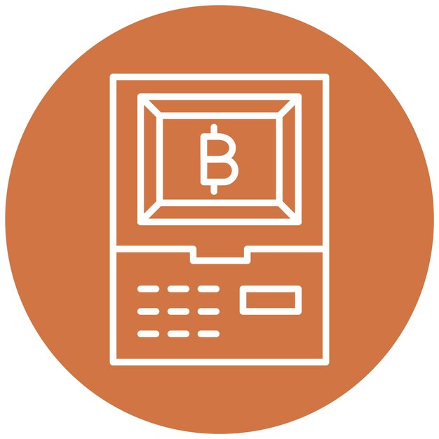 Diseño vectorial Estilo del icono del cajero automático de criptomonedas