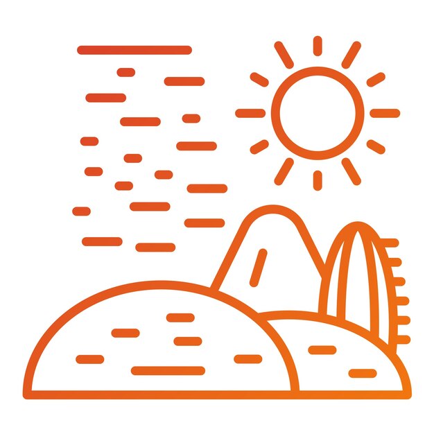 Diseño vectorial Estilo del icono de calor del desierto