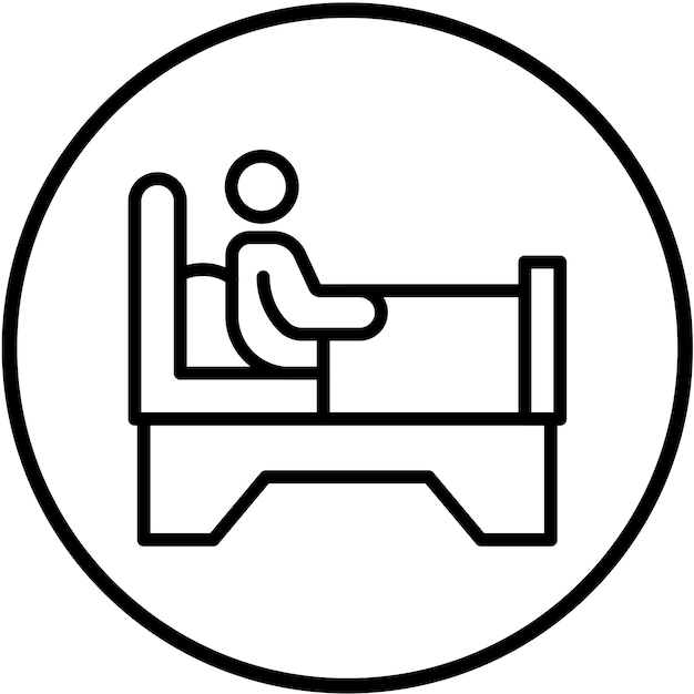 Diseño vectorial Estilo de icono de la cama del hospital