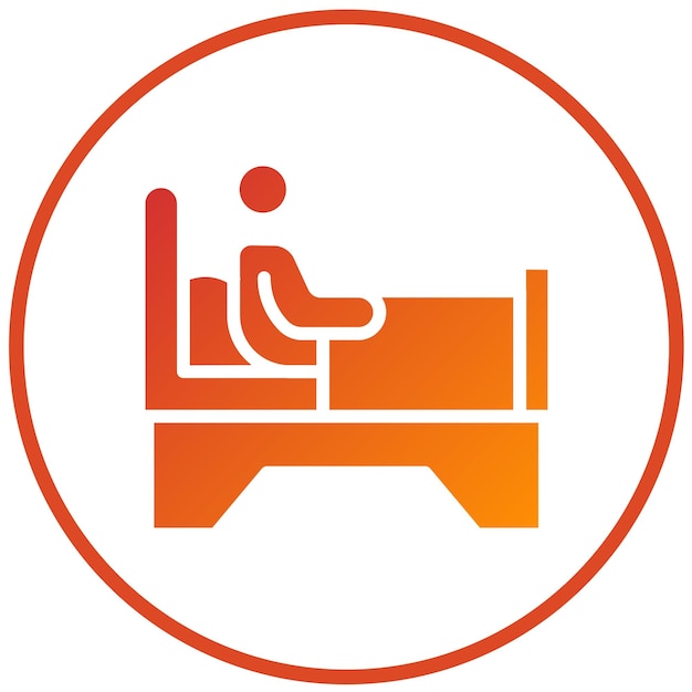 Diseño vectorial Estilo de icono de la cama del hospital