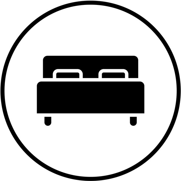 Diseño vectorial del estilo del icono de la cama del rey