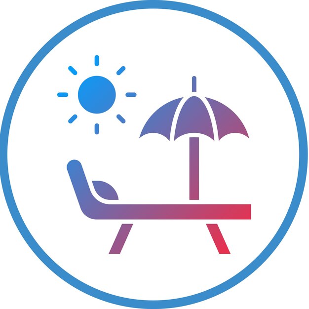 Diseño vectorial del estilo del icono de la cama de sol