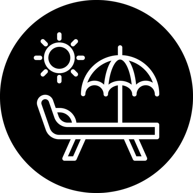 Diseño vectorial del estilo del icono de la cama de sol