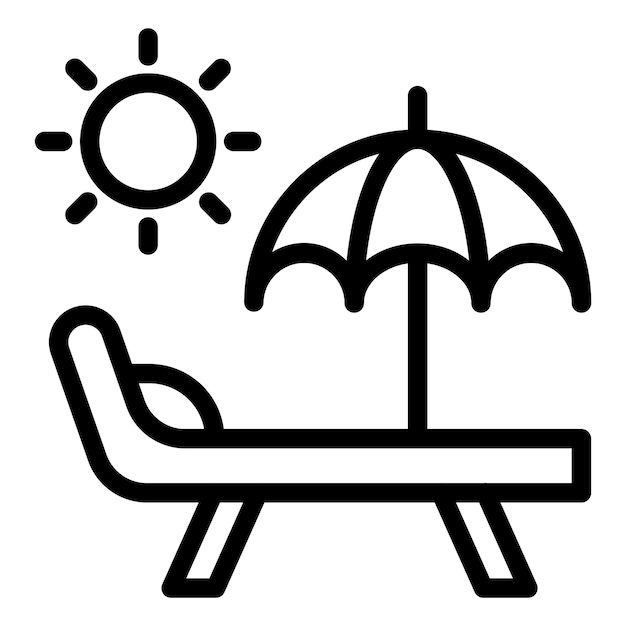 Diseño vectorial del estilo del icono de la cama de sol