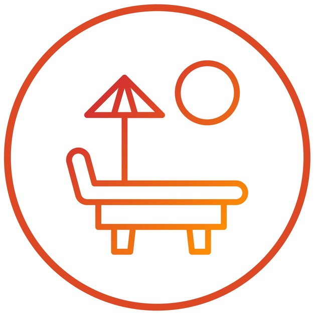 Diseño vectorial del estilo del icono de la cama de sol