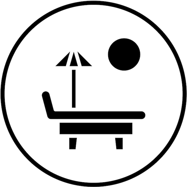 Diseño vectorial del estilo del icono de la cama de sol