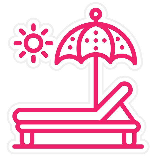 Diseño vectorial del estilo del icono de la cama de sol