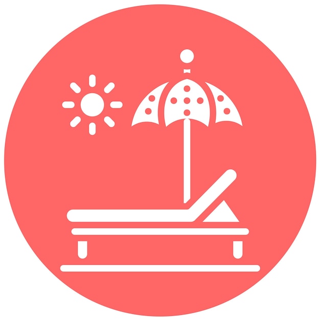 Diseño vectorial del estilo del icono de la cama de sol